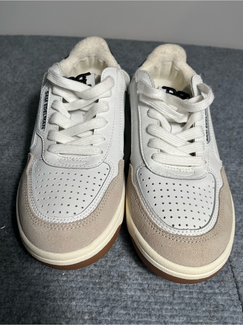 Sam Edelman White and Beige Women's Low-Top Sneakers